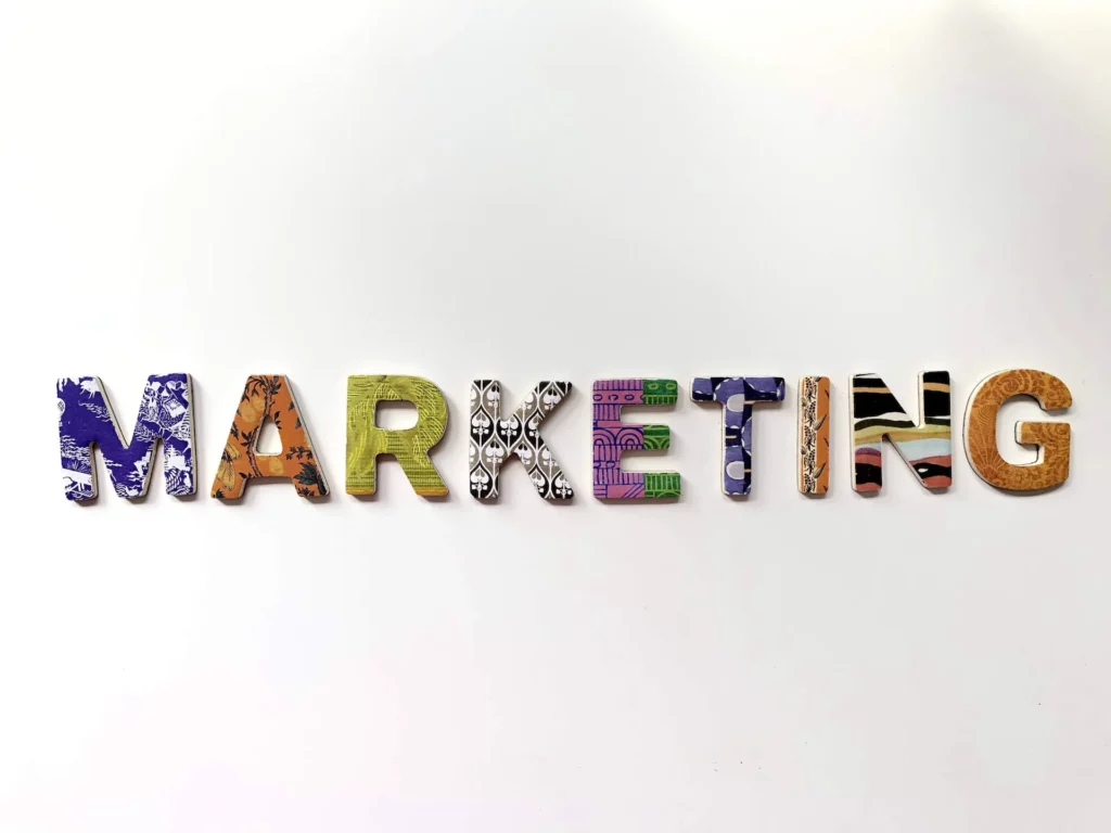 The word 'Marketing' on a wall